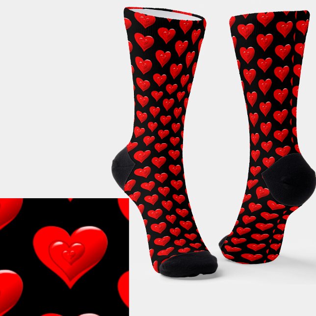 Red Hearts on Black Socks (Creator Uploaded)