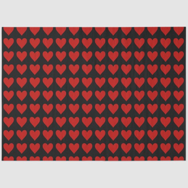 Red Hearts on Black Tissue Paper (Front)
