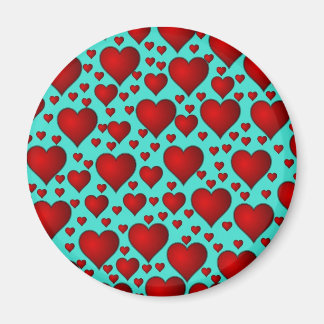 Red Hearts on Blue Background Magnet