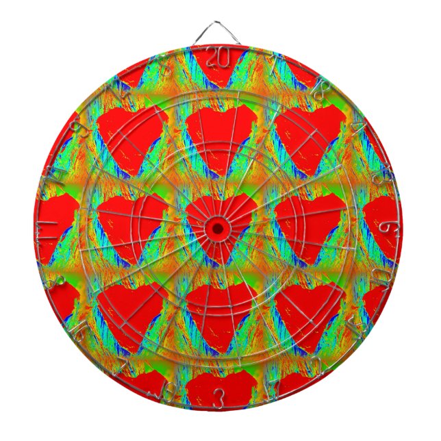 red hearts on green dart board (Front)