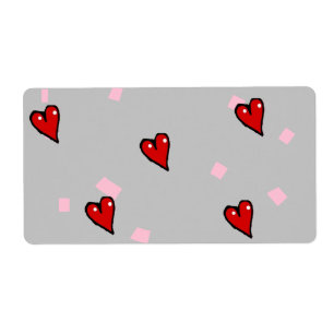 Red hearts on grey