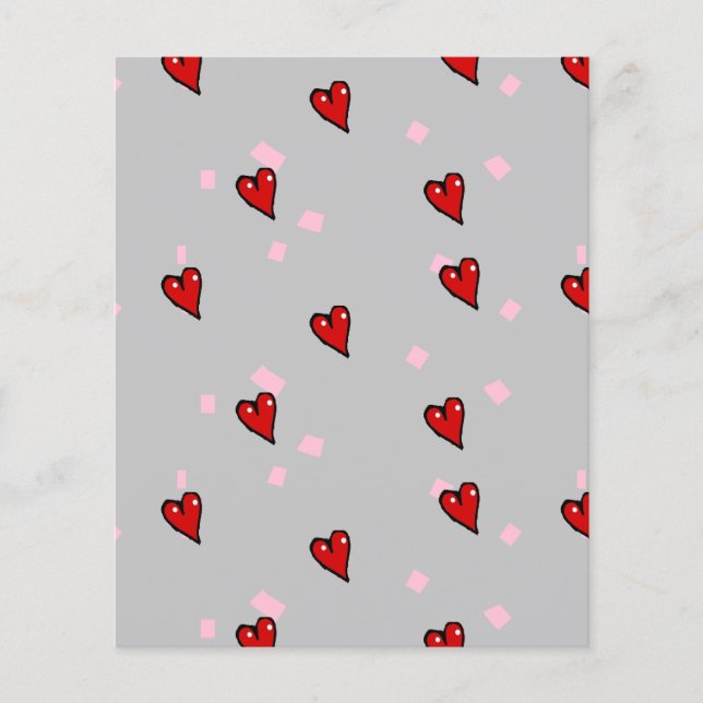 Red hearts on grey (Front)