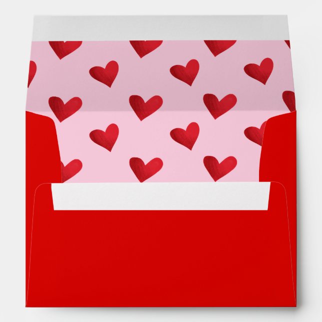 Red Hearts on Pink Envelope (Back (Bottom))