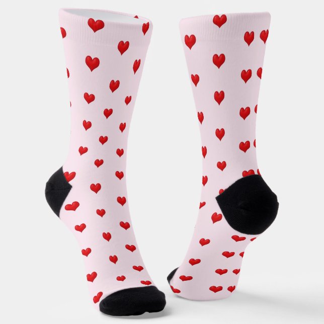 Red Hearts on Pink Socks (Angled)