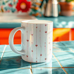 Red Hearts On Ribbons Seamless Pattern Valentine Coffee Mug