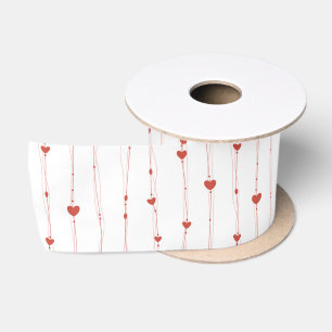 Red Hearts On Ribbons Seamless Pattern Valentine Satin Ribbon