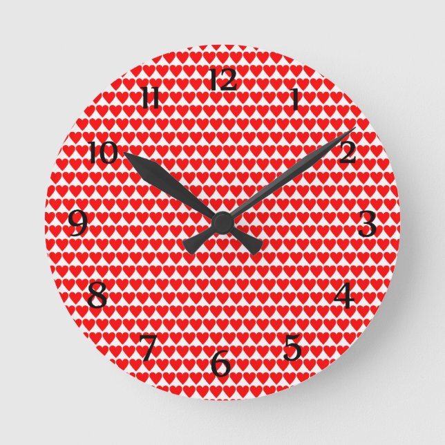 Red Hearts on White Clock (Front)