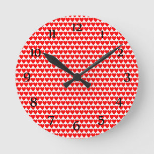 Red Hearts on White Clock