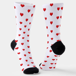 Red Hearts on White Socks