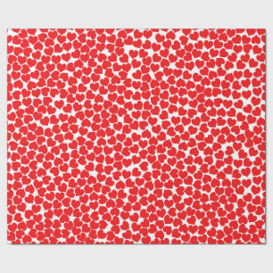 Red Hearts on White Wrapping Paper