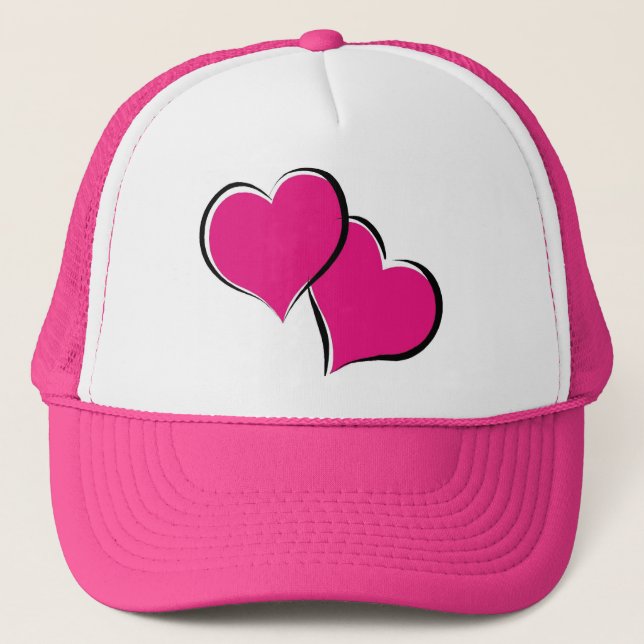 red hearts overlapping trucker hat (Front)