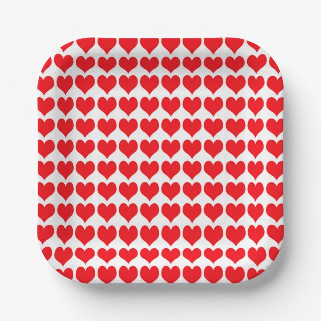 Red Hearts Paper Plate (Front)