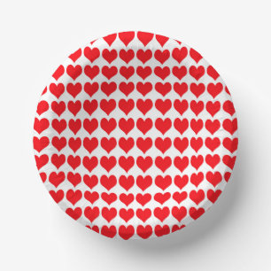 Red Hearts Paper Plate