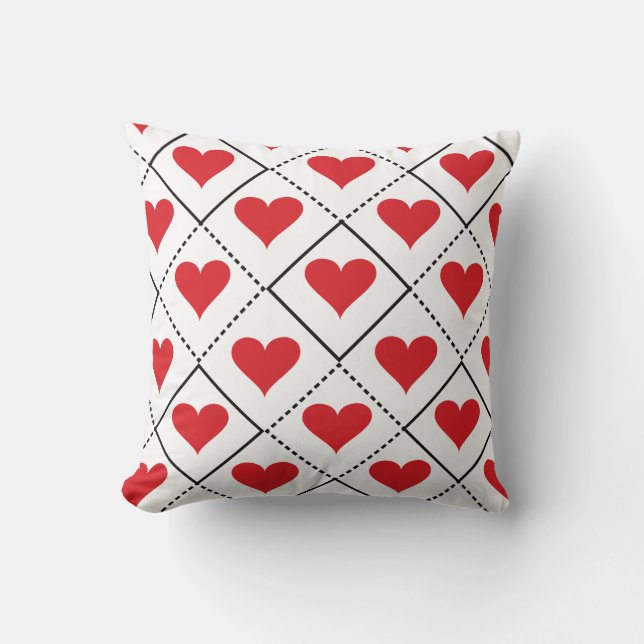 Red Hearts Pattern Cushion (Front)