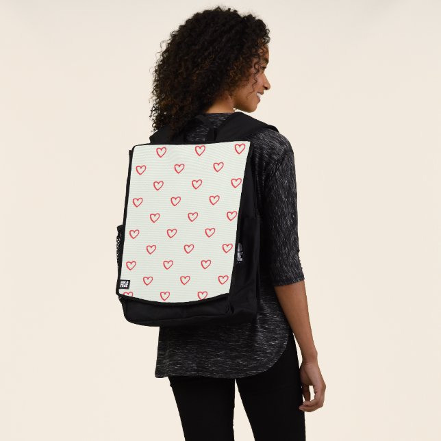 Red Hearts Pattern, Cute, Love Backpack (Worn)