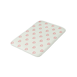 Red Hearts Pattern, Cute, Love Bath Mat