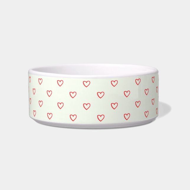 Red Hearts Pattern, Cute, Love Bowl (Front)