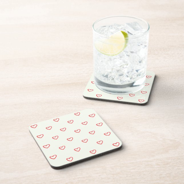 Red Hearts Pattern, Cute, Love Coaster (Right Side)