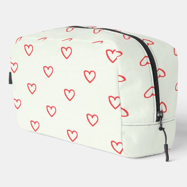Red Hearts Pattern, Cute, Love Dopp Kit (Right Corner)