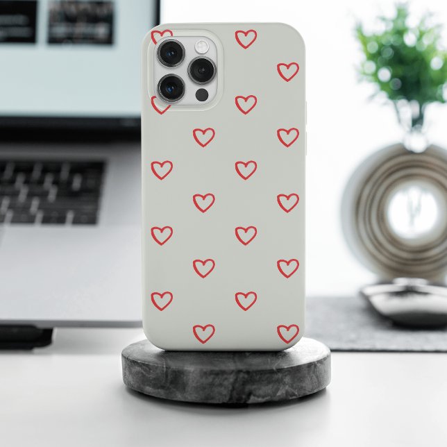 Red Hearts Pattern, Cute, Love iPhone Case (Creator Uploaded)
