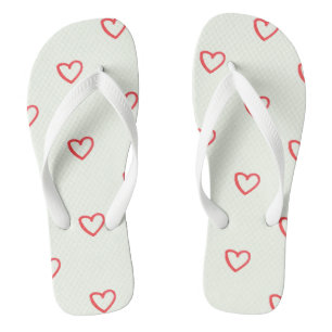 Red Hearts Pattern, Cute, Love Jandals