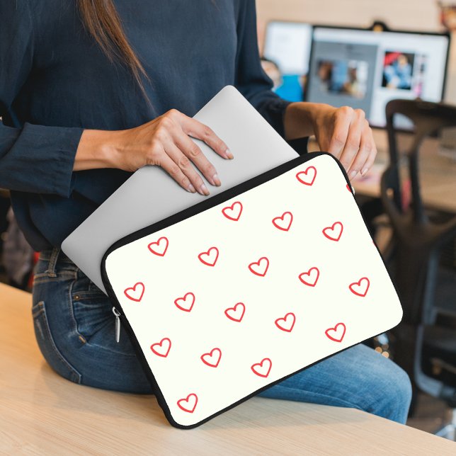 Red Hearts Pattern, Cute, Love Laptop Sleeve (Creator Uploaded)