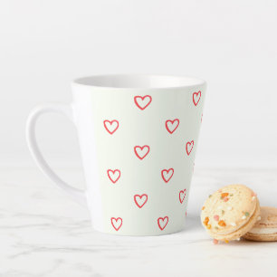Red Hearts Pattern, Cute, Love Latte Mug
