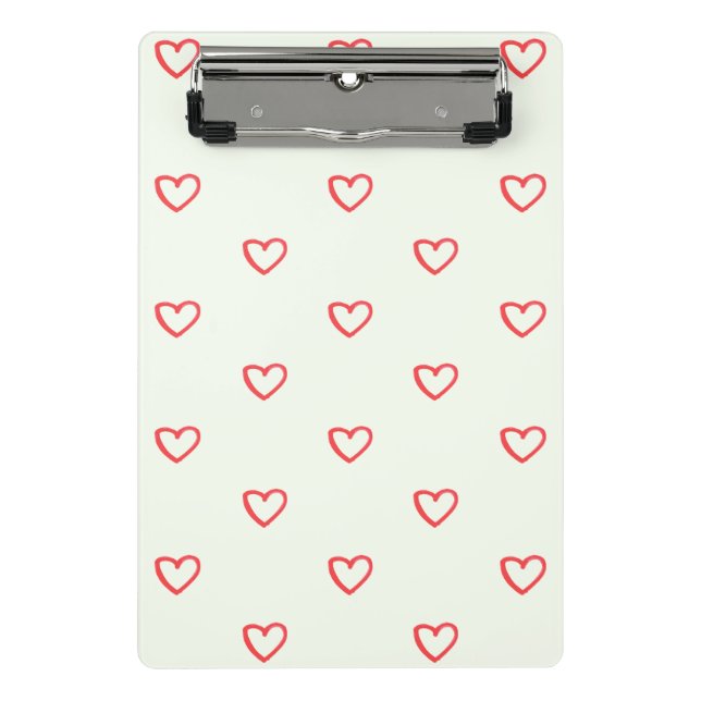 Red Hearts Pattern, Cute, Love Mini Clipboard (Front)
