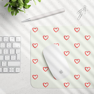 Red Hearts Pattern, Cute, Love Mouse Pad