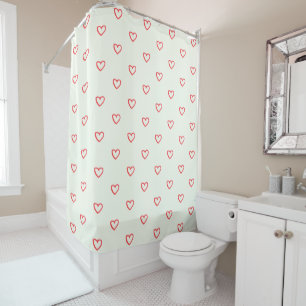 Red Hearts Pattern, Cute, Love Shower Curtain
