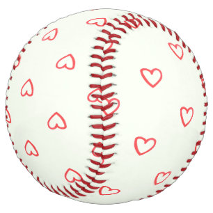 Red Hearts Pattern, Cute, Love Softball