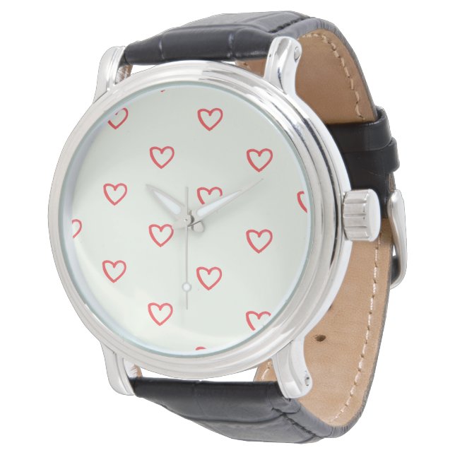 Red Hearts Pattern, Cute, Love Watch (Angled)
