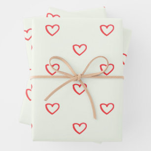 Red Hearts Pattern, Cute, Love Wrapping Paper Sheet