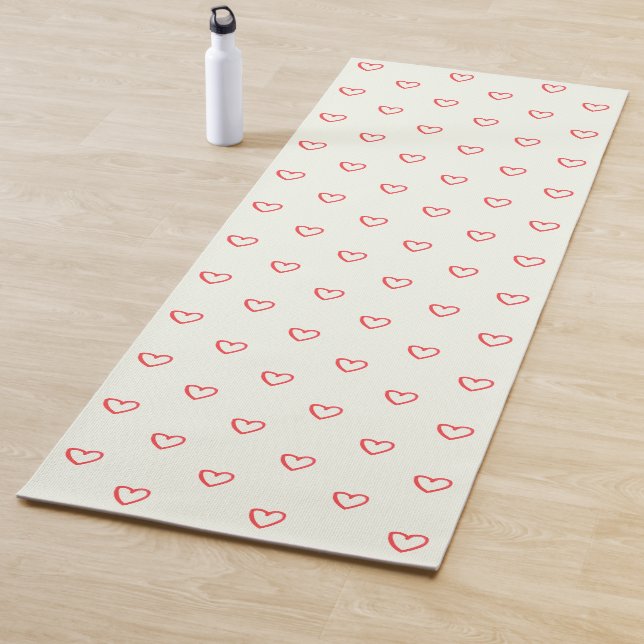 Red Hearts Pattern, Cute, Love Yoga Mat (In Situ)