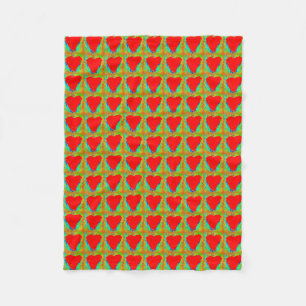 red hearts pattern fleece blanket
