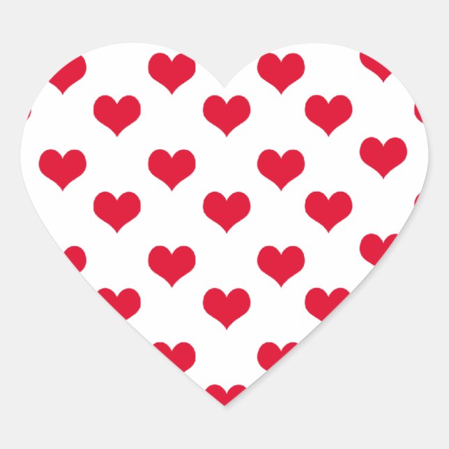 Red Hearts Pattern Heart Sticker (Front)