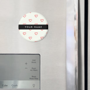 Red Hearts Pattern, Love, Your Name, Personalise Magnet