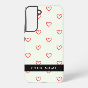 Red Hearts Pattern, Love, Your Name, Personalise Samsung Galaxy Case