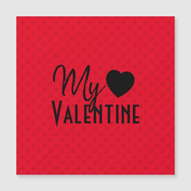 Red Hearts Pattern My Valentine Calligraphy Design (Front)