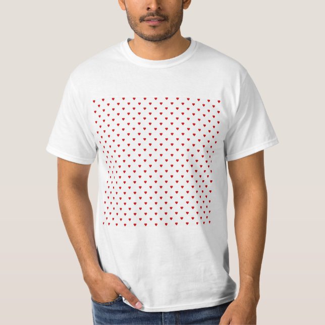 Red Hearts Pattern on a White Background. T-Shirt (Front)