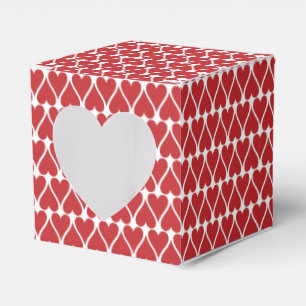 Red Hearts Pattern on White Favour Box
