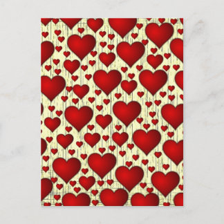 Red Hearts Pattern Postcard
