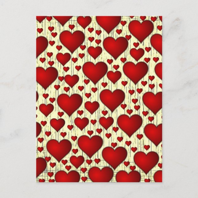 Red Hearts Pattern Postcard (Front)