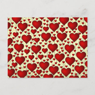 Red Hearts Pattern Postcard