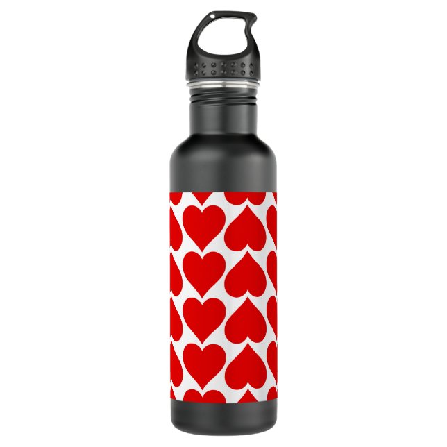 Red Hearts Pattern, Romantic, Love 710 Ml Water Bottle (Front)