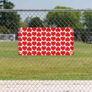 Red Hearts Pattern, Romantic, Love Banner