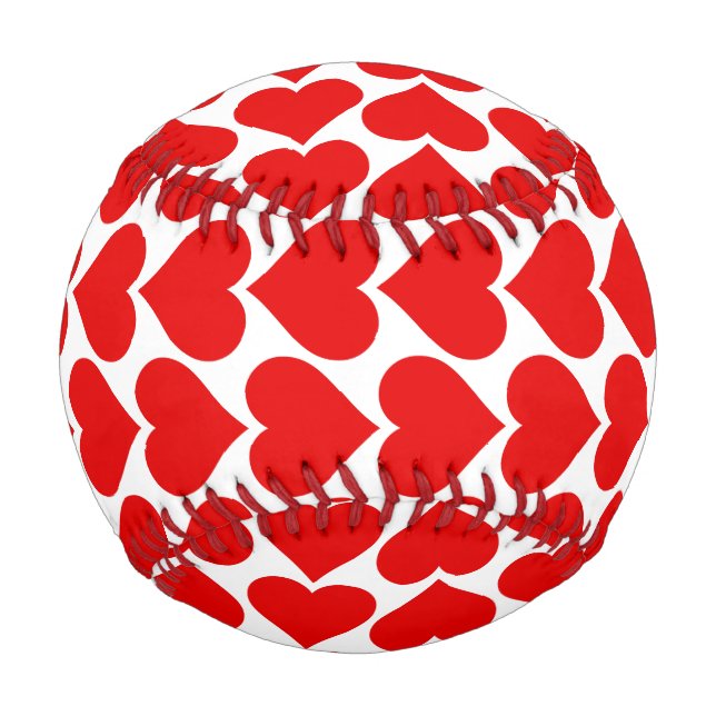 Red Hearts Pattern, Romantic, Love Baseball (Back)