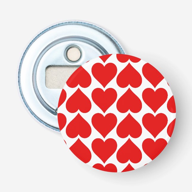 Red Hearts Pattern, Romantic, Love Bottle Opener (Front)