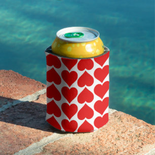 Red Hearts Pattern, Romantic, Love Can Cooler
