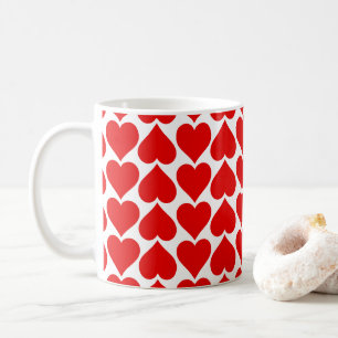 Red Hearts Pattern, Romantic, Love Coffee Mug